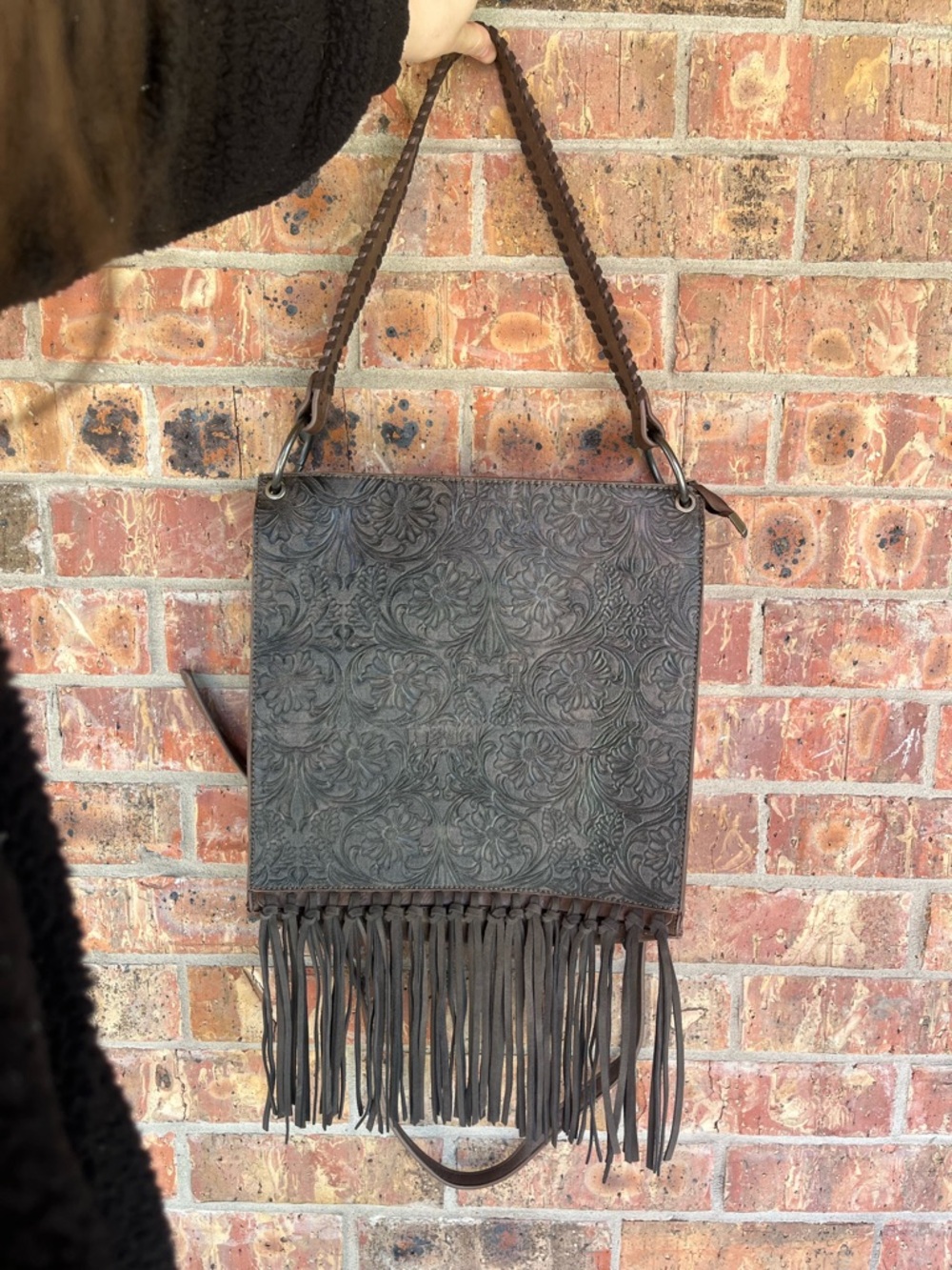 Tooled leather Wrangler fringe purse
Brand new without tags